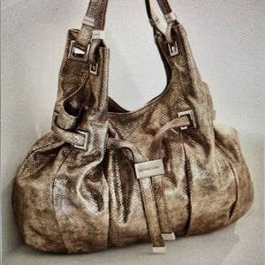Michael Kors”Carey”Snake embossed Metallic leather